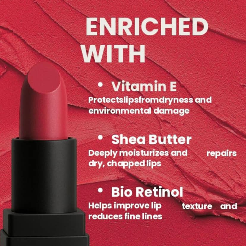 POPPIK Bullet Matte Lipstick for Women | Creamy Matte, Long Lasting Lip Color | High Coverage, Soft & Comfortable Formula | Daily Use Lip Makeup | Ideal for Casual Outings, Wedding, Gift | 3.8gm view 4