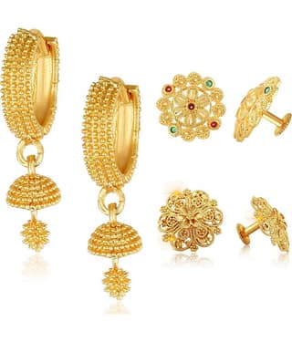Vighnaharta Everyday wear Gold plated alloy Stud Earring & Bali Earring for Women and Girls ( Pack of - 3 pair Earring) - VFJ1482-1086-1434ERG
