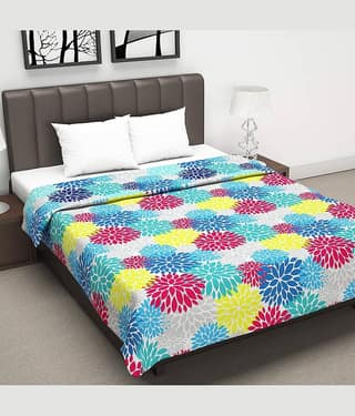 DIVINE CASA Double Polyester Pink Floral Dohar