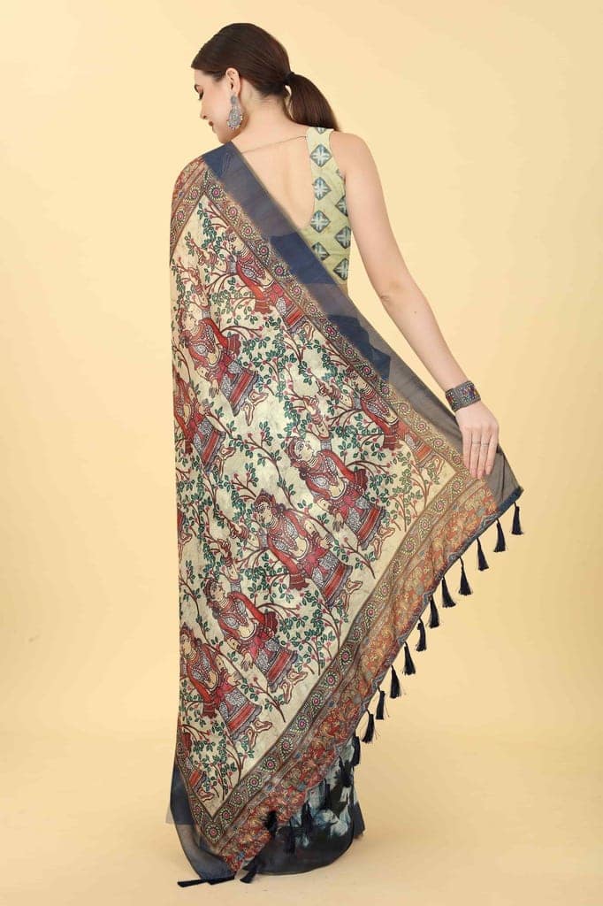 Women's Kalamkari Digital Printed Saree view 3