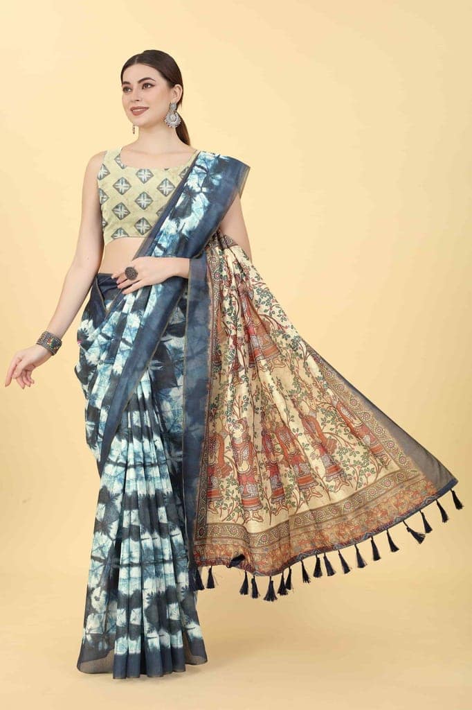 Women's Kalamkari Digital Printed Saree view 4