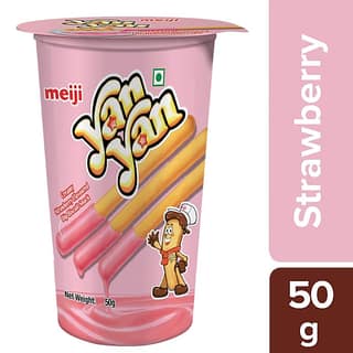 Yan Yan Dip Stick Snack - Fruity Strawberry Cream, 50 G Bottle