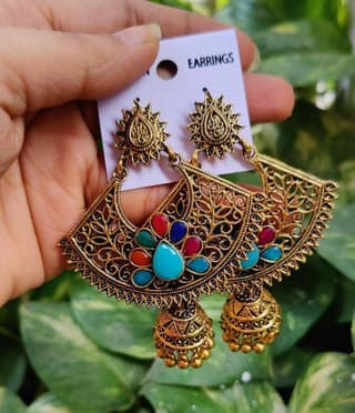 Pinapes Handcrafted Traditional Jhumka Earrings