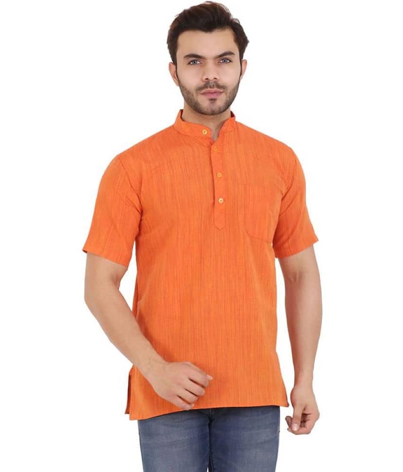 Latest Chikan - Red Cotton Men's Shirt Style Kurta ( Pack of 1 )
