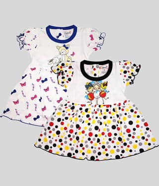 INFANT Pack of 2 Baby Girls Cotton Frock ( Blue & Black )