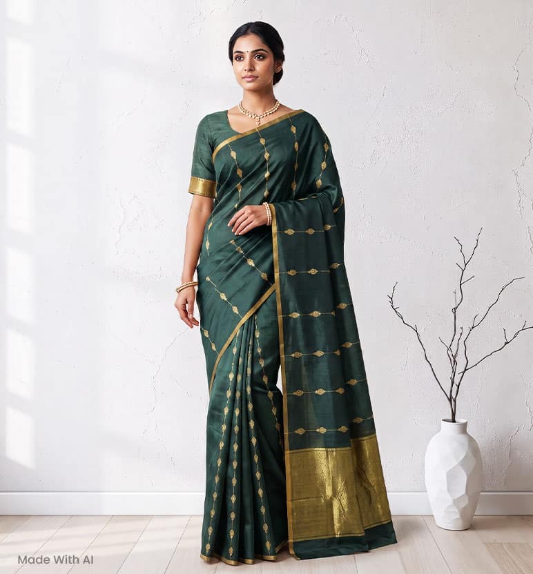 Handloom Chanderi Silk By Cotton Saree view 7