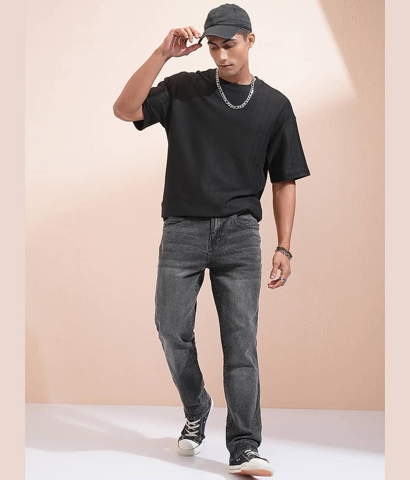 Highlander Straight Solid Men's Jeans - Charcoal ( Pack of 1 ) view 2