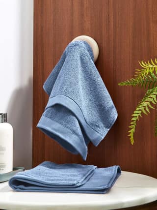 DDECOR - Pioneer Collection 100% Cotton Bomboo Plains And Textures Pattern Hand Towel |40 CM X 60 CM| - Blue