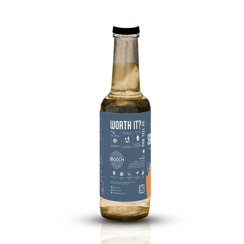 SBOOCH - Indian Sparkling Kombucha Tea | Koshimbir Flavor, All Natural | Gut Friendly | Antioxidant | Zero Preservatives | NO Artificial Flavors or Additives | Fermented Beverage Tea | 275ml (Pack of 6) view 4