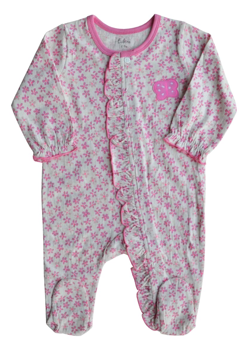 Baby Girls Full Romper/Sleeper with feet,Color-Pink