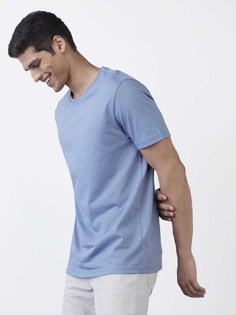 Mens Basic Light Blue Crew Neck T Shirt