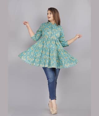 JC4U - Green Cotton Women's Peplum Top ( Pack of 1 )