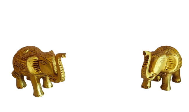 A Pair of Golden Brass Elephants