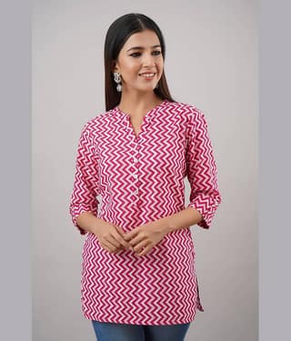 SAART BUNAAI Women's Cotton Tunic ( Pink )