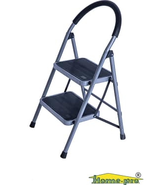 HomePro - Premium Ladder | 2 Steps Foldable | Heavy Duty | Mild Steel ladder | With Anti Skid | Wide Steps | 200 kg Weight Capacity