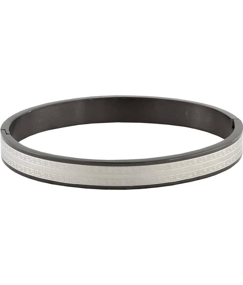 Italian Designer Black Silver Surgical Stainless Steel Openable Free Size Kada Bangle Bracelet Men Boy view 2