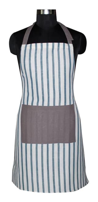 Airwill, 100% Cotton Designer Yarn-Dyed Striped Aprons, Sized 65cm in Width & 80cm in Length with 1 Center Pocket, Adjustable Buckle on Top and 2 Long Ties on Both 2 Sides. Pack of 1 Piece
