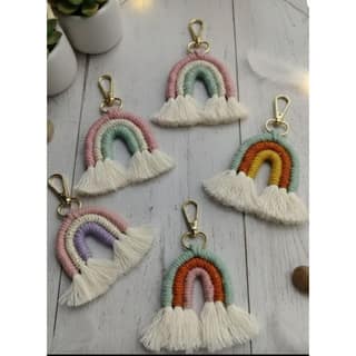 Handmade Macrame Crochet Boho Handwoven Cute Rainbow keychain for Girls, Boys, Men, Women.
