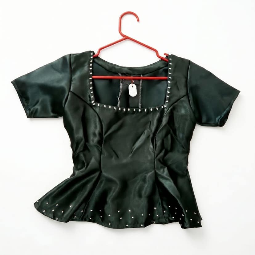 Bottle Green Embellished Blouse