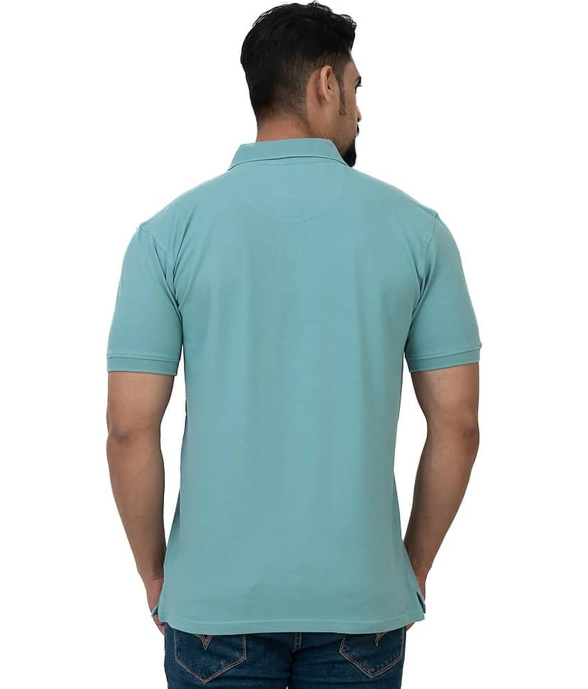 Cotstyle Pack of 1 Cotton Blend Regular Fit Solid Half Sleeves Men's Polo T Shirt ( Blue ) view 2