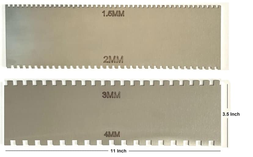 MD Style Square Notch Metal Trowel Fix Thickness for Flexible Resin Spreader Set, Reusable Trowel Scrapers for Epoxy, Fillers, Putty,Spackling Paste view 2