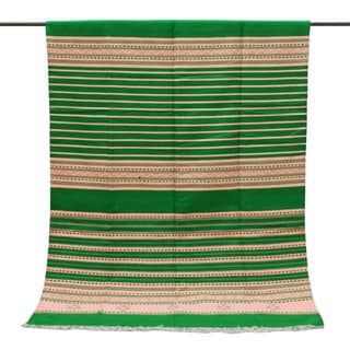 Garvi Gurjari (A Gujarat Govt Enterprise Handmade Traditional Kutchi Cotton Carpet/ Rugs - Green and Peach