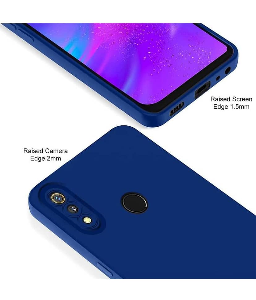 ZAMN - Blue Silicon Plain Cases Compatible For Realme 3 Pro ( Pack of 1 ) view 2