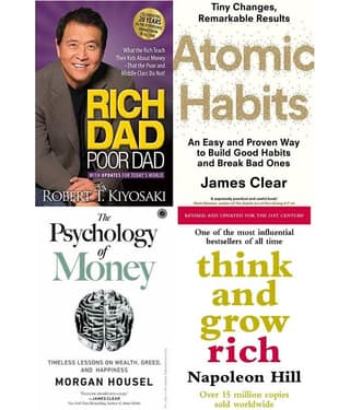 Combo of 4 Books (Rich Dad Poor Dad+The Psychology of Money +Atomic Habits+ Think and Grow Rich) (English,Paperback)