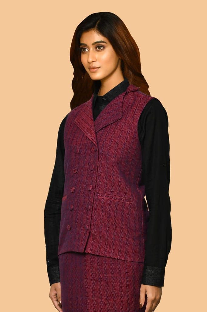 Trisha handloom pure cotton jacket for women view 5