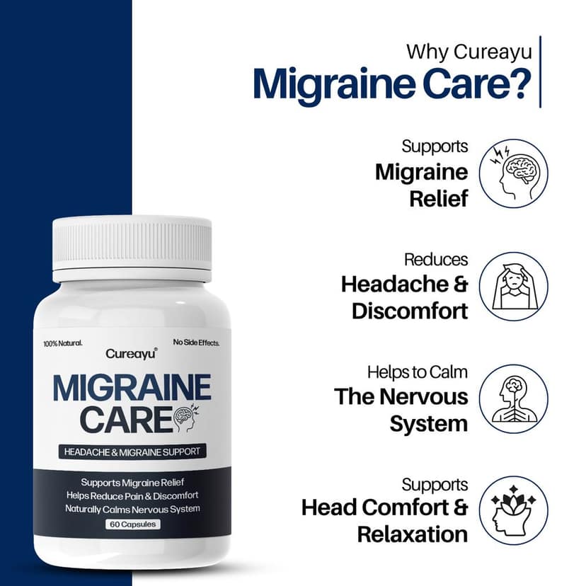 Cureayu Migraine Care Capsules | Ayurvedic Support for Migraine & Headache Relief view 2