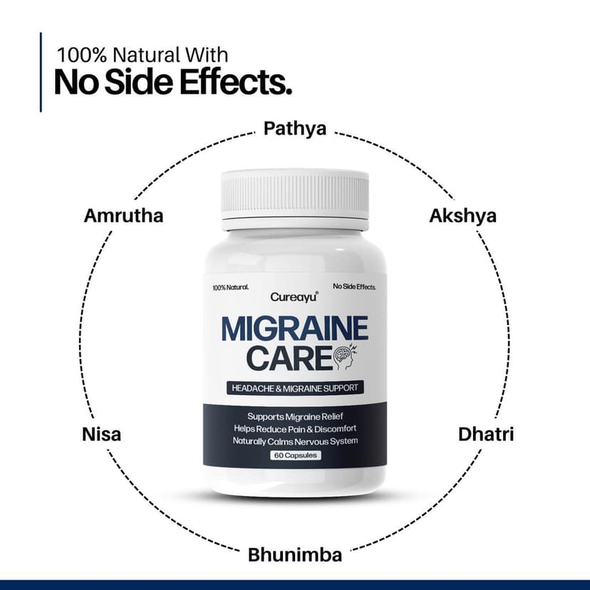 Cureayu Migraine Care Capsules | Ayurvedic Support for Migraine & Headache Relief view 3