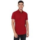 Mufti Red Cotton Linen Slim Fit Casual Shirt