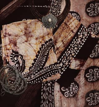 Handcrafted Batik Print 3 Piece Unstich Rayon Suit set
