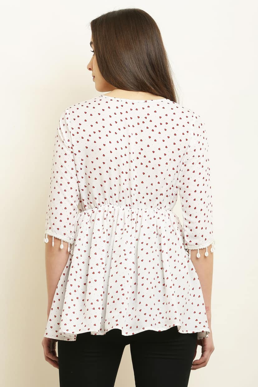 Tripti Enterprises Modern Crepe Fabric Fancy Little Heart White Top. view 3