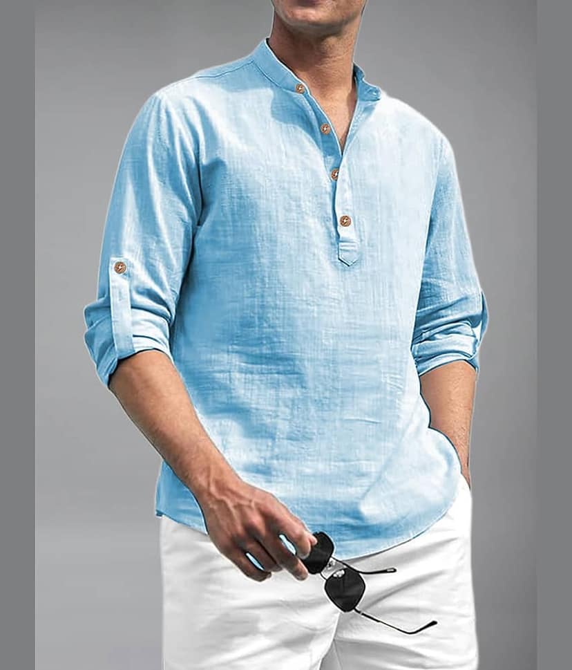 Vida Loca Cotton Blend Plain Shirt Style Kurta For Men ( Brown )
