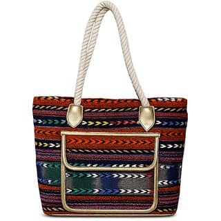 VARA Daily Drift Tote Bag with Long Tassel (Multicolour)