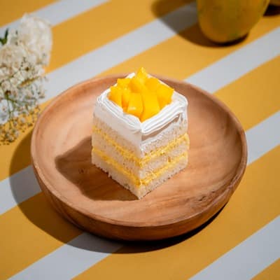 Mango cream pastry square slice