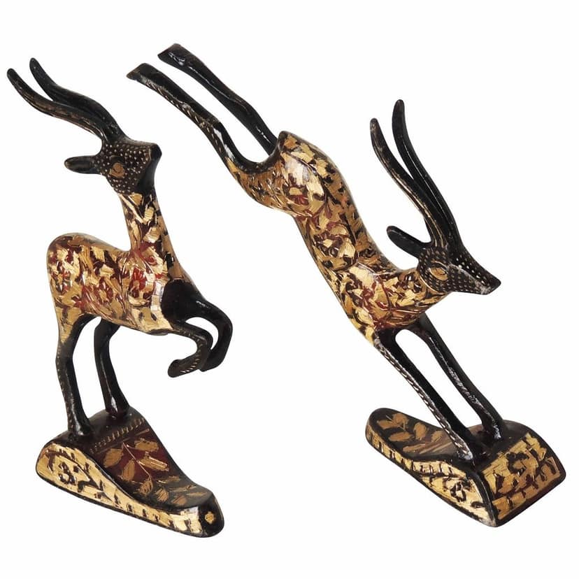 Running Brass Deer Statue for Vastu & Home Decoration, Height : 7.5 Inch (ANMAS023 A) view 2
