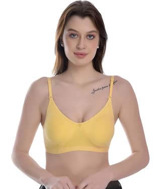 Elina 100% Cotton Non Padded Women's T-Shirt Bra ( Yellow )