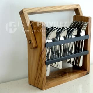 Daisy Cutlery with Wooden Stand