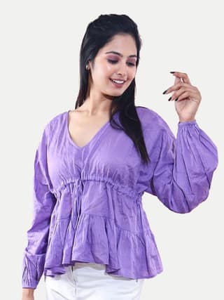 Women Violet Peplum Top