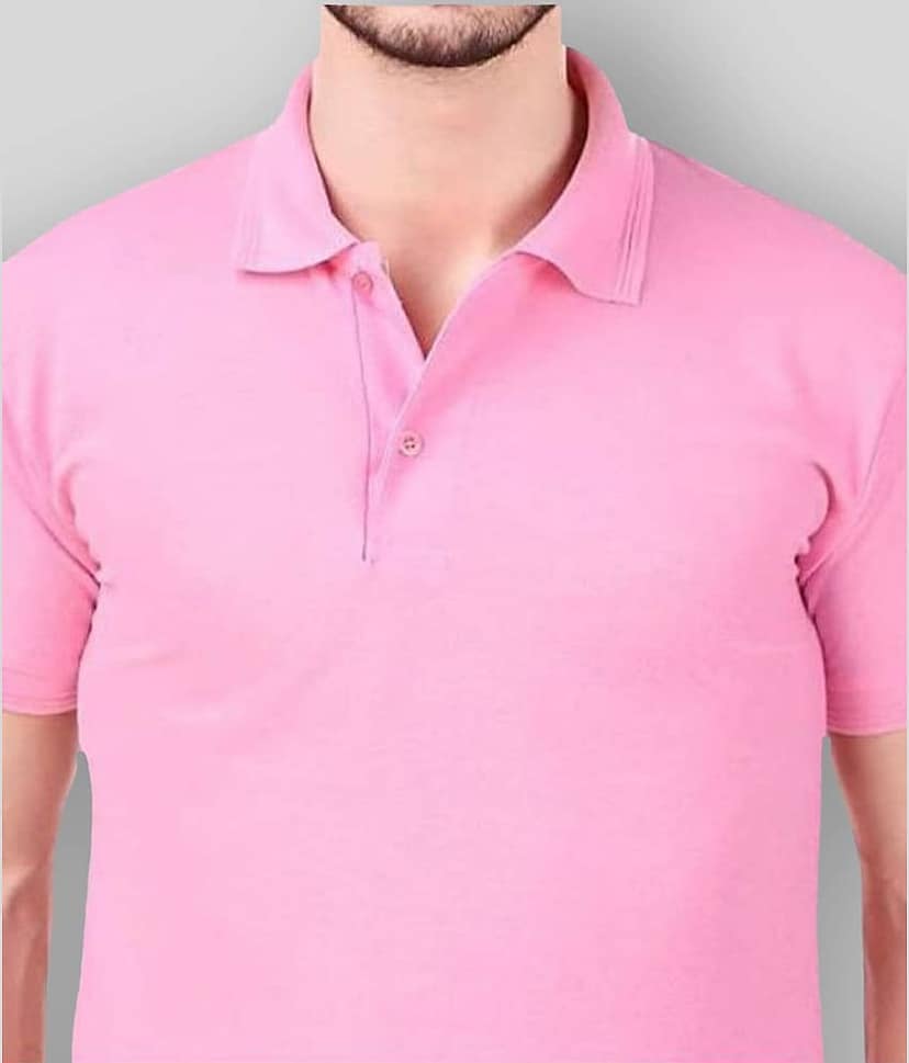 SKYRISE Pack of 1 Cotton Blend Slim Fit Solid Half Sleeves Men's Polo T Shirt ( Pink ) view 2