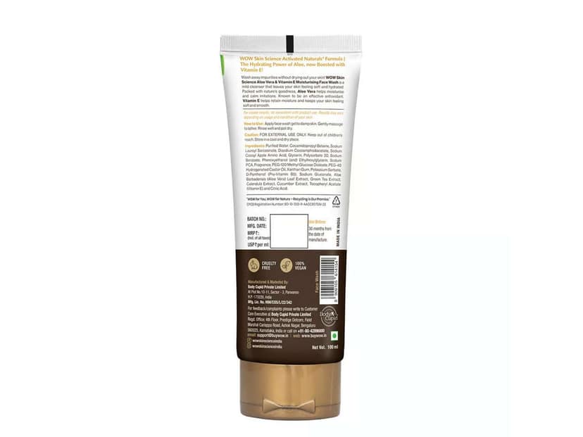 WOW Skin Science Aloe Vera Hydrating Face Wash Deep Moisture Cleanse - 100ml view 2