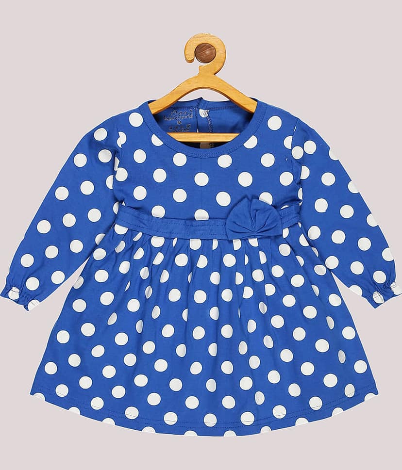 Babeezworld Cotton Frock For Girls ( Pack of 1 , Blue )