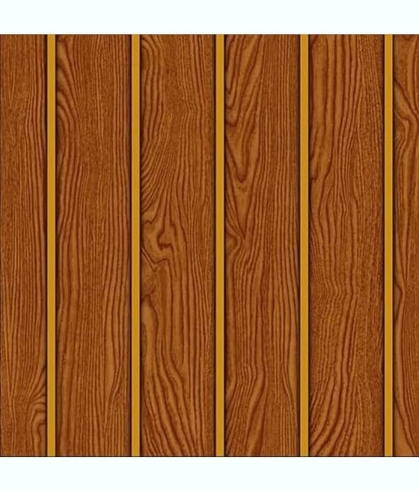(Pack of 1) Self-Adhesive Wallpaper Waterproof Old Furniture Vinyl Stickers Wooden Door Wardrobe Desktop Vinyl Wall Papers Dark Brown Wood Gold Line (45 * 500CM)