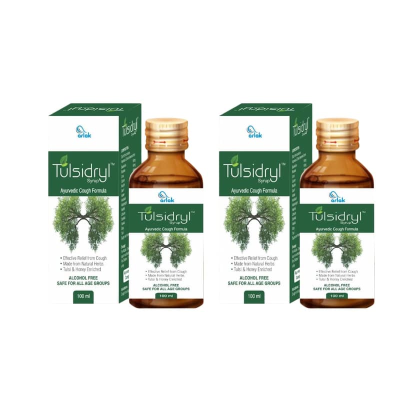 Arlak Tulsidryl Herbal Cough Remedy Syrup | Quick & Lasting Relief - Pack of 2, 100ml