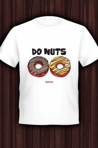 Do (Two) Nuts - Quirky Graphic T-Shirt White Color