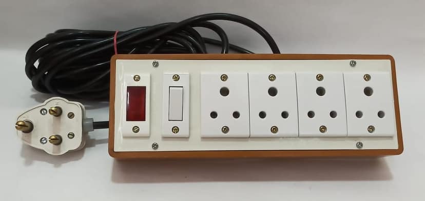 6A 4 Sockets (3 Pin Socket) & 1 Switch Extension Box with Indicator, 16A Plug & 3m Wire view 4