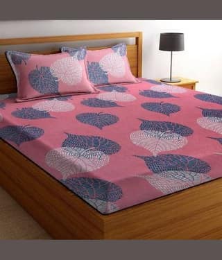 Neekshaa Glace Cotton 1 Double Bedsheet with 2 Pillow Covers ( Pink )