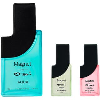 Ossa Magnet Aqua 100ml, Fresh 15ml And Floral 15ml Unisex EDP Long Lasting Perfume Combo For Men And Women (Pack Of 3)